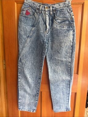 Vintage Offshore Made in Italy 100% Cotton Mom Jeans Embroidered